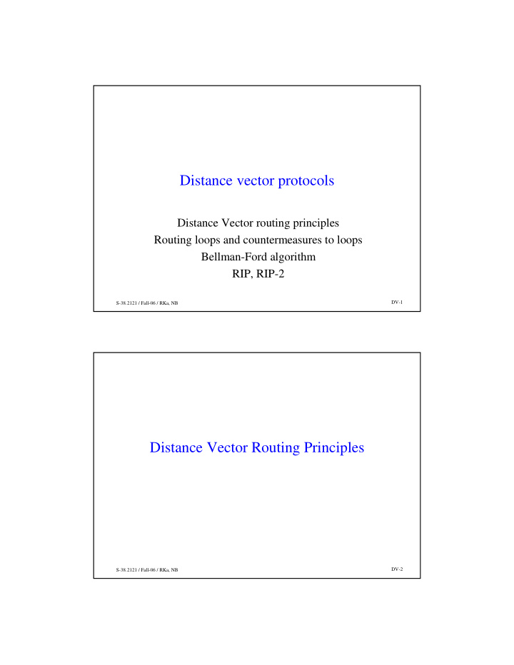 distance vector protocols