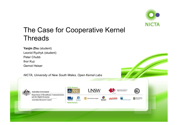 the case for cooperative kernel threads
