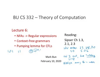 BU CS 332  Theory of Computation Lecture 6:  Reading:  NFAs  &gt; Regular expressions