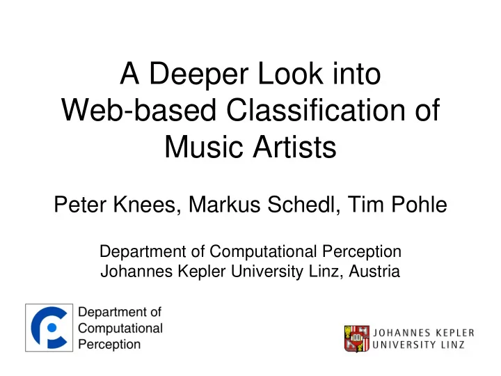 a deeper look into web based classification of music