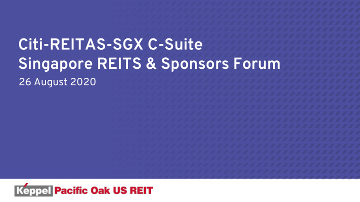 singapore reits sponsors forum