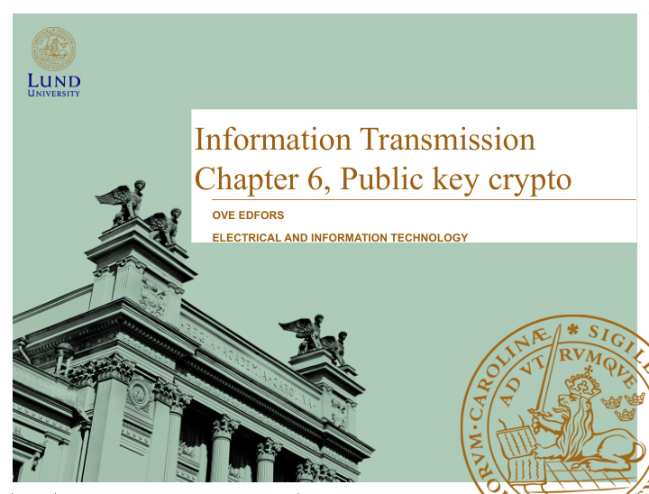 information transmission chapter 6 public key crypto