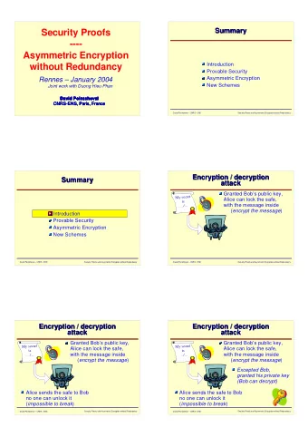 Security Proofs  ----  Asymmetric Encryption  Introduction  without Redundancy  Provable Security