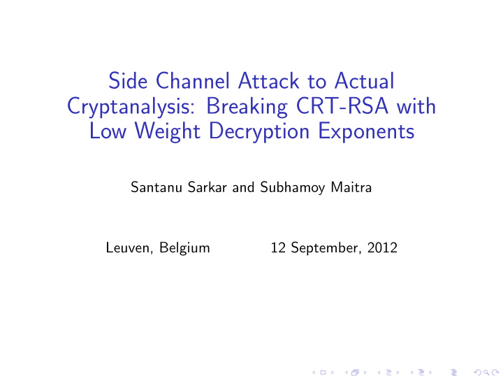 side channel attack to actual cryptanalysis breaking crt