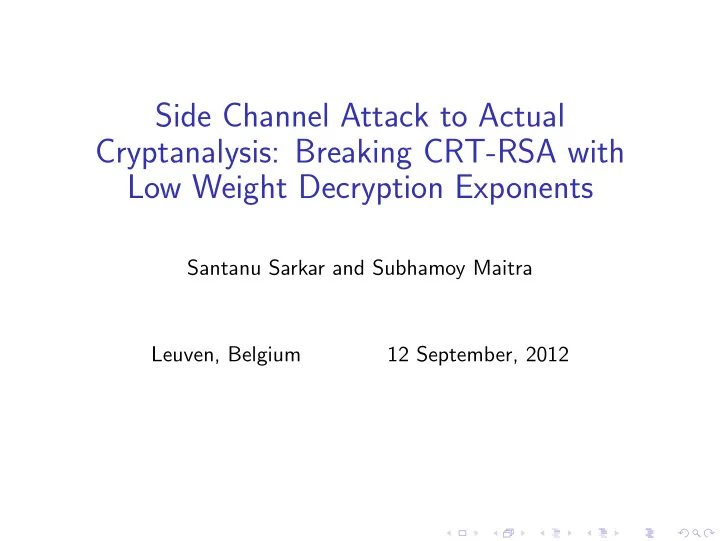 side channel attack to actual cryptanalysis breaking crt