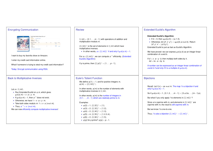 encrypting communication review extended euclid s