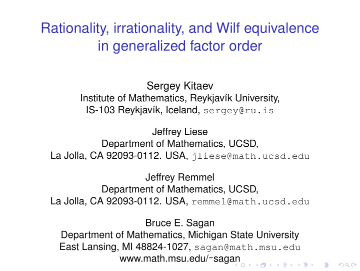 rationality irrationality and wilf equivalence in