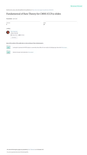 Fundamental of Rate Theory for CMNS ICCF19 slides Presentation  April 2015  CITATIONS  READS  0