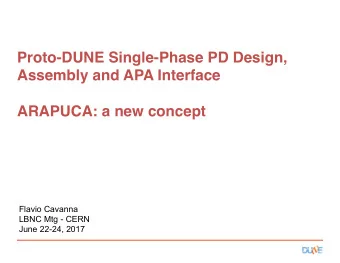 Proto-DUNE Single-Phase PD Design, Assembly and APA Interface   ARAPUCA: a new concept  Flavio