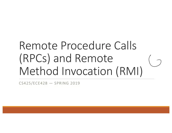 remote procedure calls rpcs and remote method invocation