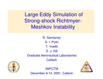 Large Eddy Simulation of  Strong-shock Richtmyer-  Meshkov Instability  R. Samtaney  D. I. Pulin