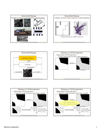 Maxim Likhachev  1  Planning via Cell Decomposition  Planning via Cell Decomposition   Graph