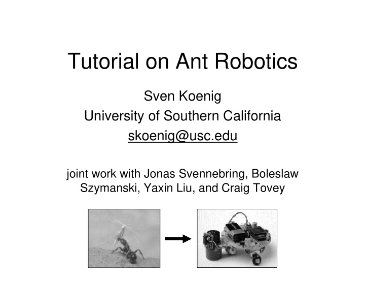 tutorial on ant robotics