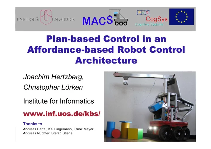 plan based control in an plan based control in an