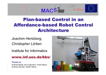 Plan-based Control in an  Plan-based Control in an  Affordance-based Robot Control
