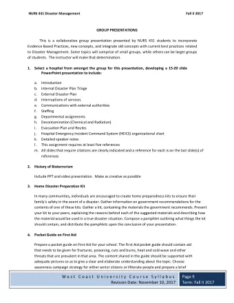 W e s t  C o a s t  U n i v e r s i t y  C o u r s e  S y l l a b u s  Page 9  Revision Date: