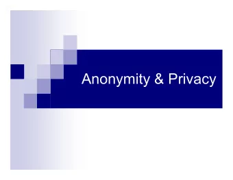 Anonymity &amp; Privacy  Alice  Privacy  EU directives (e.g. 95/46/EC) to protect privacy.