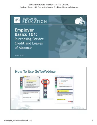 Employer  Basics 101:  Purchasing Service  Credit and Leaves  of Absence  50-403, 9/20/E  How To