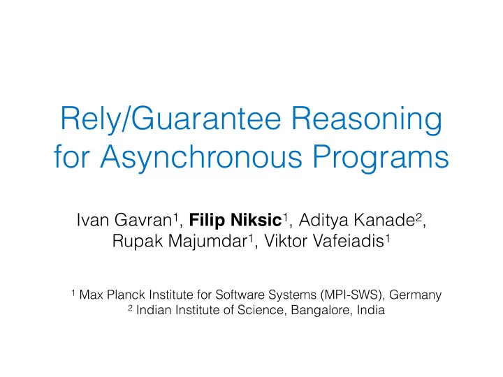 rely guarantee reasoning for asynchronous programs