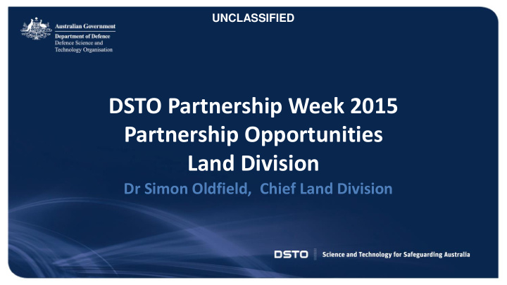 dsto partnership week 2015 partnership opportunities land