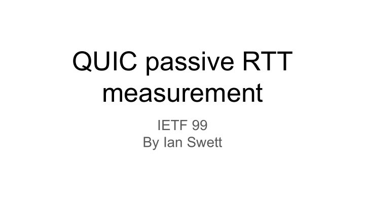 quic passive rtt measurement