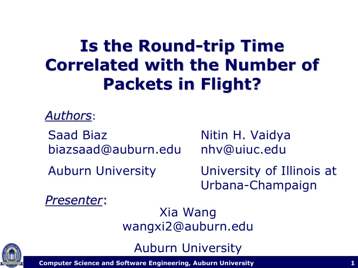 is the round trip time trip time is the round correlated