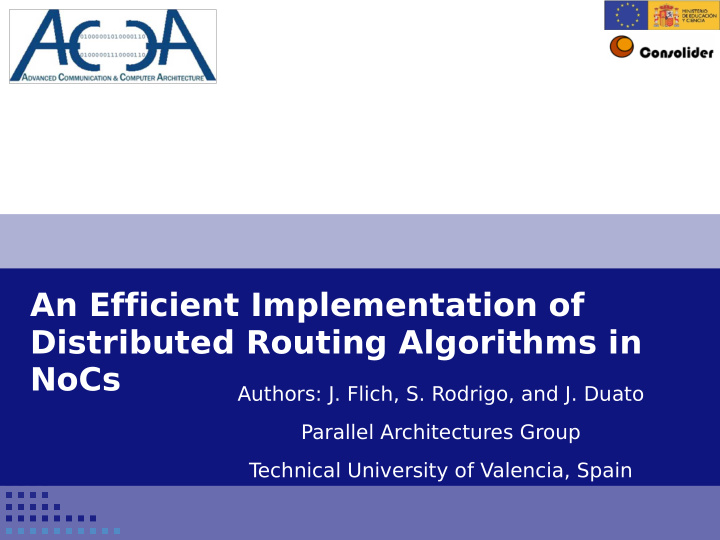 an efficient implementation of distributed routing