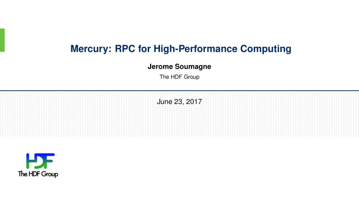 mercury rpc for high performance computing