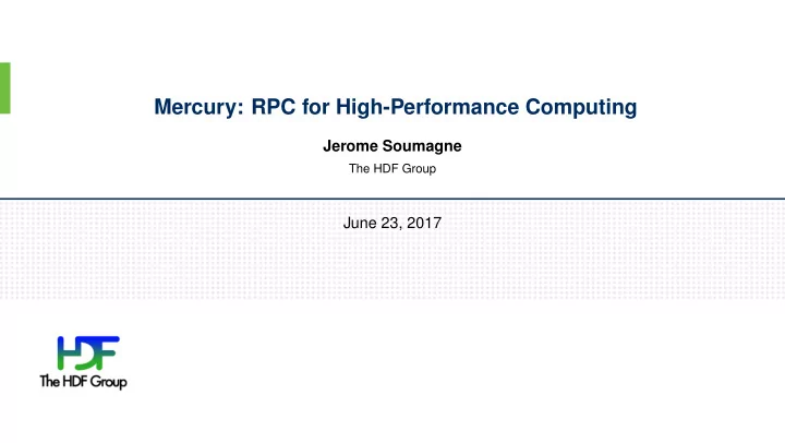 mercury rpc for high performance computing