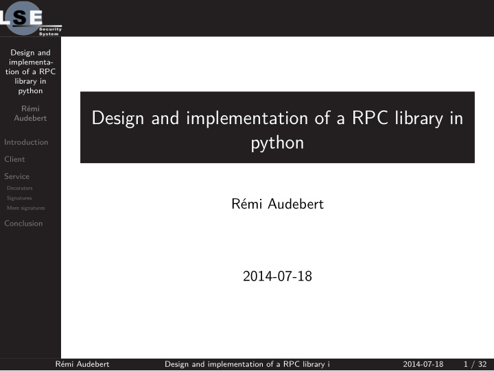 design and implementation of a rpc library in