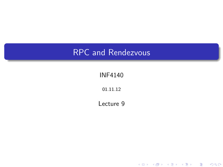 rpc and rendezvous