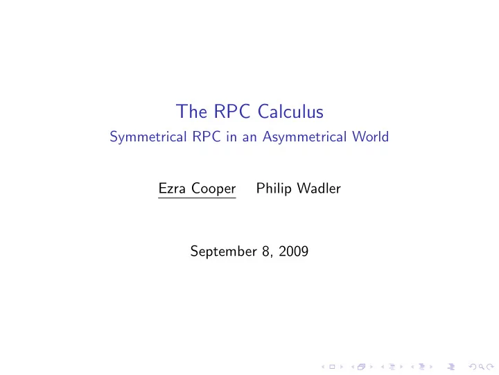the rpc calculus