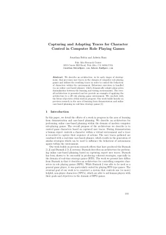 Capturing and Adapting Traces for Character  Control in Computer Role Playing Games  Jonathan Rubin