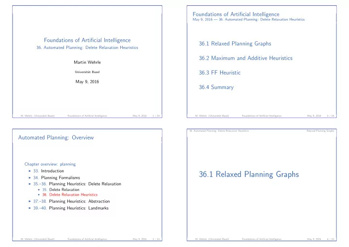 36 1 relaxed planning graphs