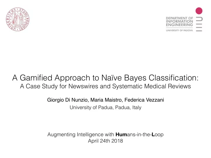 a gamified approach to na ve bayes classification
