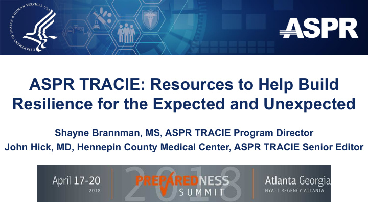 aspr tracie resources to help build resilience for the