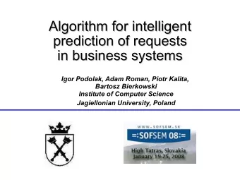 Algorithm for intelligent  Algorithm for intelligent  prediction of requests  prediction of