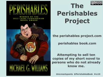 The  Perishables  Project  the perishables project.com  perishables book.com  Attempting to sell