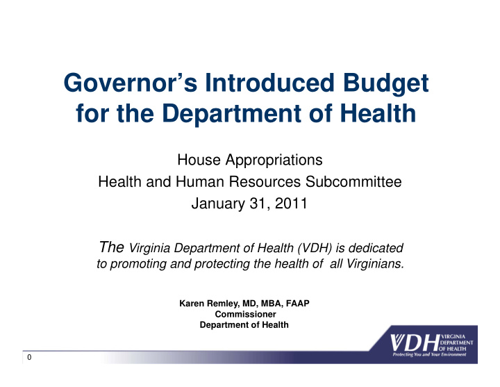 governor s introduced budget for the department of health