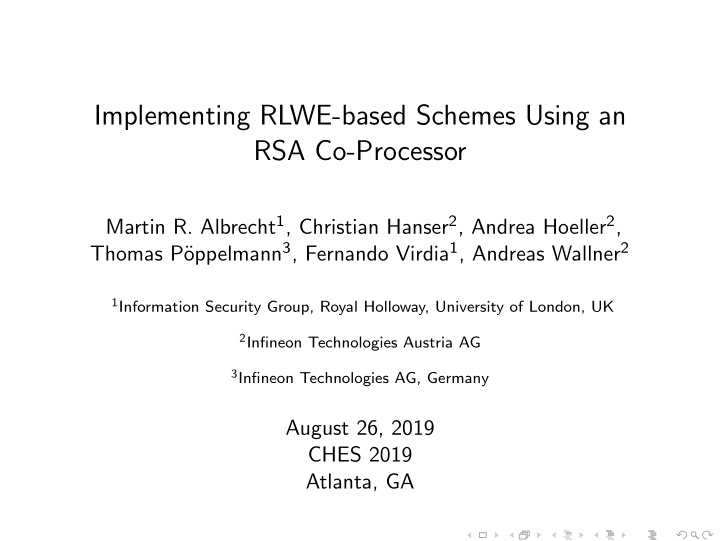 implementing rlwe based schemes using an rsa co processor