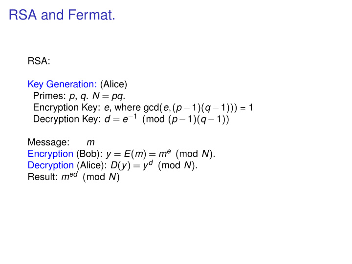 rsa and fermat