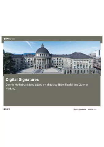 Digital Signatures  Dennis Hofheinz (slides based on slides by Bjrn Kaidel and Gunnar  Hartung)