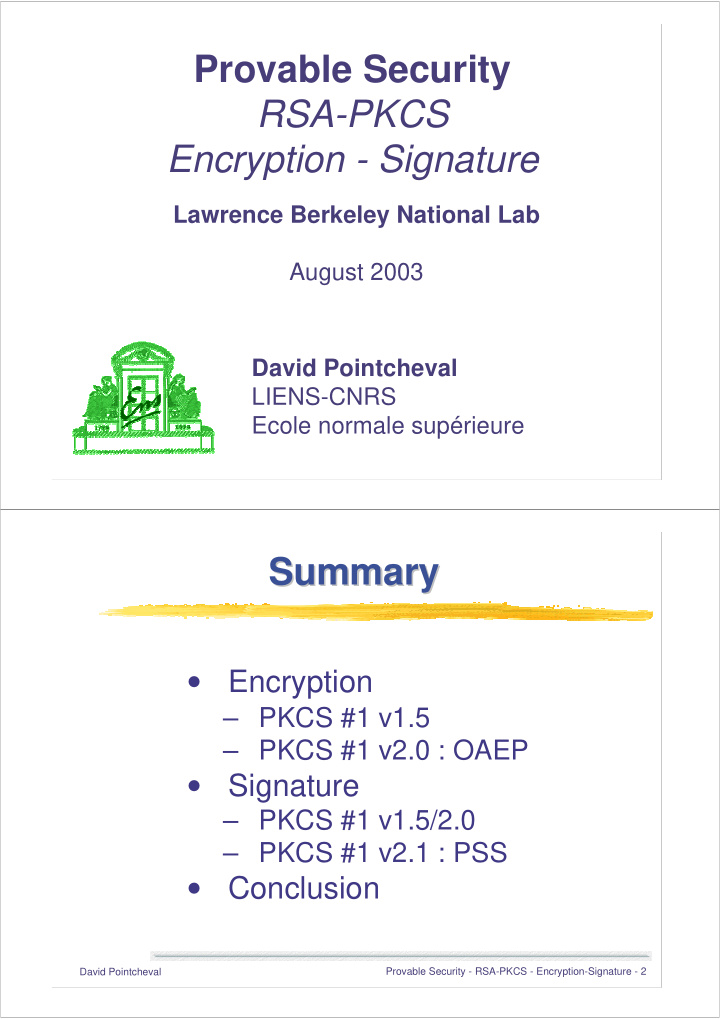 provable security rsa pkcs encryption signature