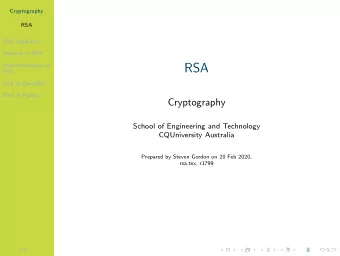 RSA  RSA  RSA in OpenSSL  RSA in Python  Cryptography  School of Engineering and Technology