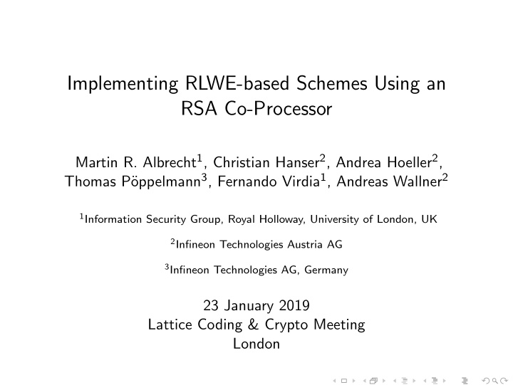 implementing rlwe based schemes using an rsa co processor