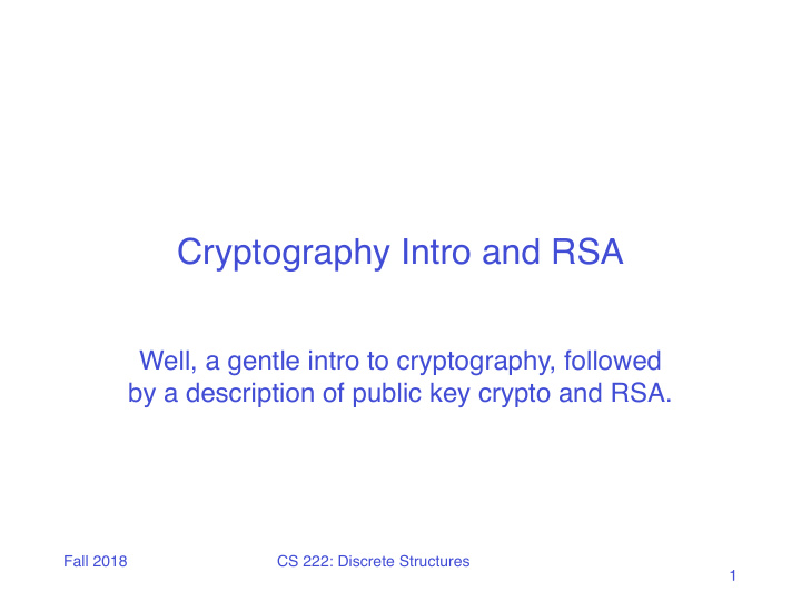 cryptography intro and rsa