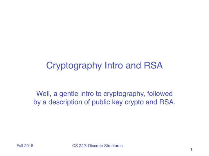 cryptography intro and rsa