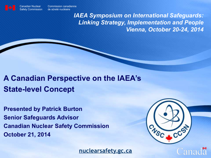 a canadian perspective on the iaea s state level concept