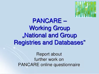 PANCARE     PANCARE  Working Group  Group  Working  National and Group  National and Group