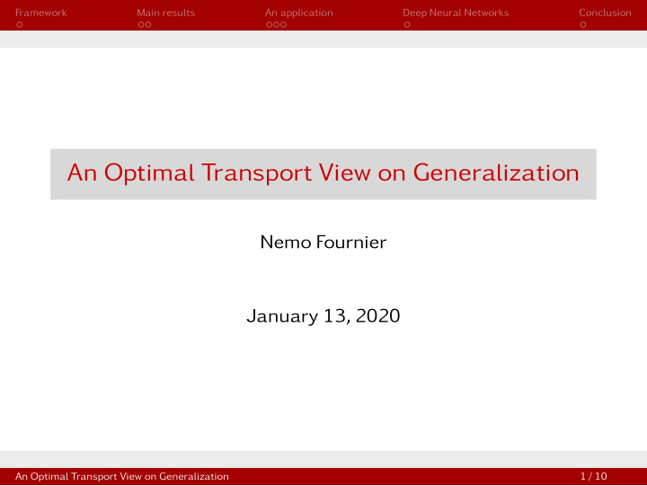 an optimal transport view on generalization